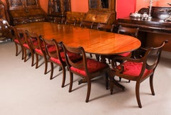 Antique 12ft George III Revival Triple Pillar Dining Table 19th Century