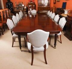 Antique 12ft Imperial Style Dining Table 19th &12 Chairs 20th Century