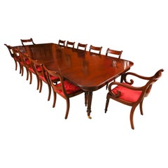 Antique 12ft Imperial Style Extending Dining Table 19th & 12 Chairs 20th Century