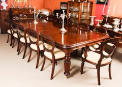 Antique Mahogany Dining Conference Table 19th Century & 12 Chairs