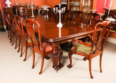 Antique Mahogany Dining Conference Table 19th Century & 12 Chairs