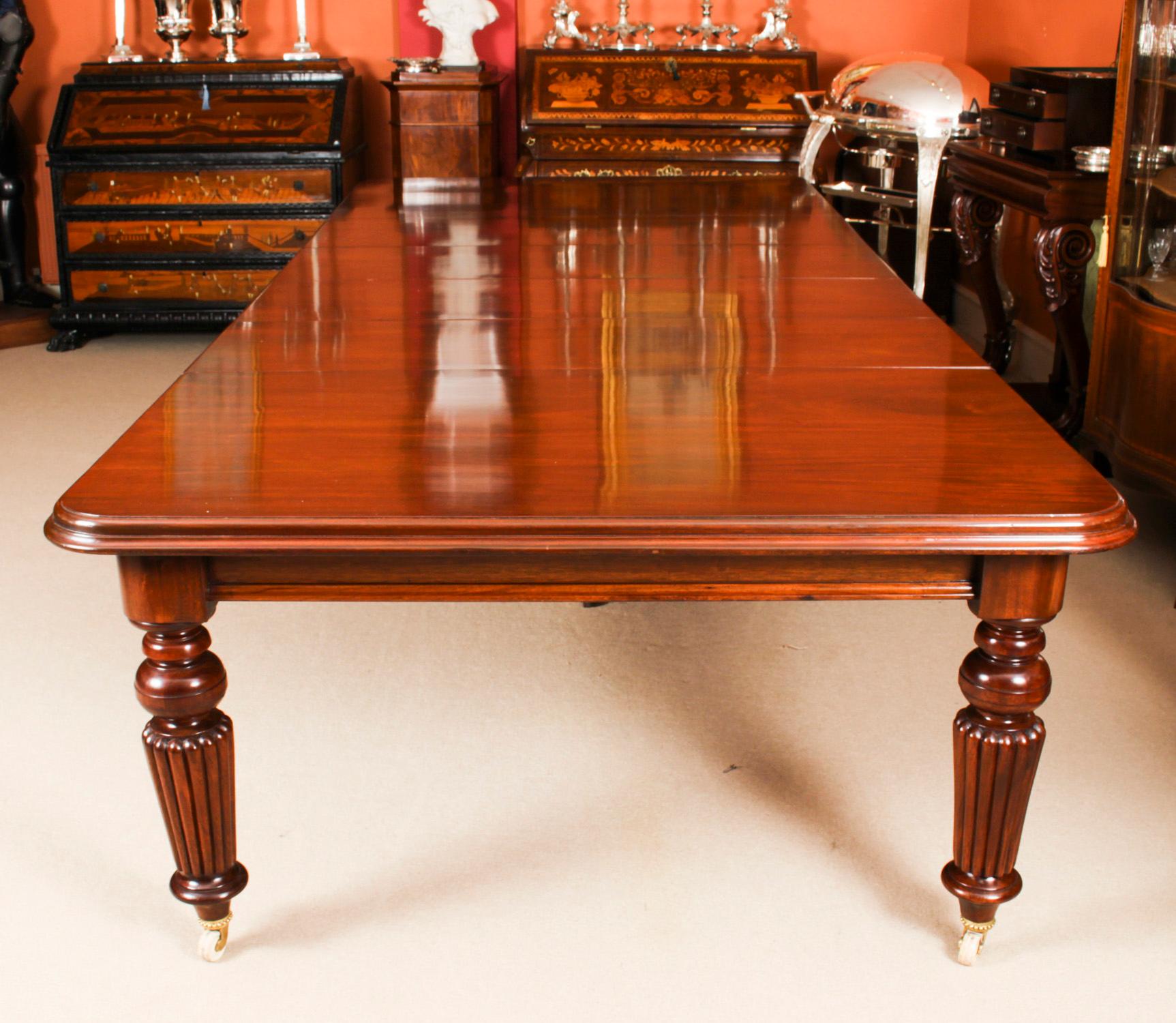 Mid-19th Century Antique Mahogany Dining Conference Table 19th Century & 12 Chairs