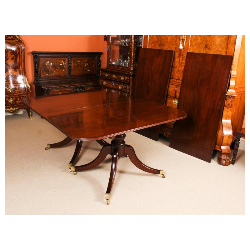 Antique 12ft Regency Mahogany Triple Pillar Dining Table 19th Century 6