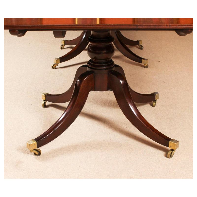 Antique 12ft Regency Mahogany Triple Pillar Dining Table 19th Century 8