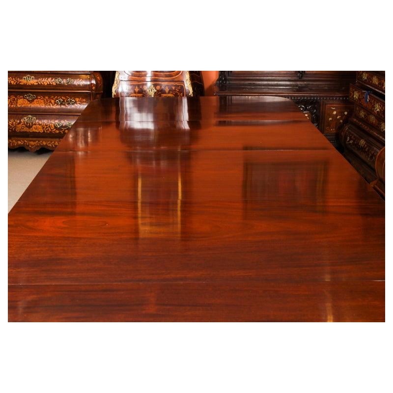 Antique 12ft Regency Mahogany Triple Pillar Dining Table 19th Century 1