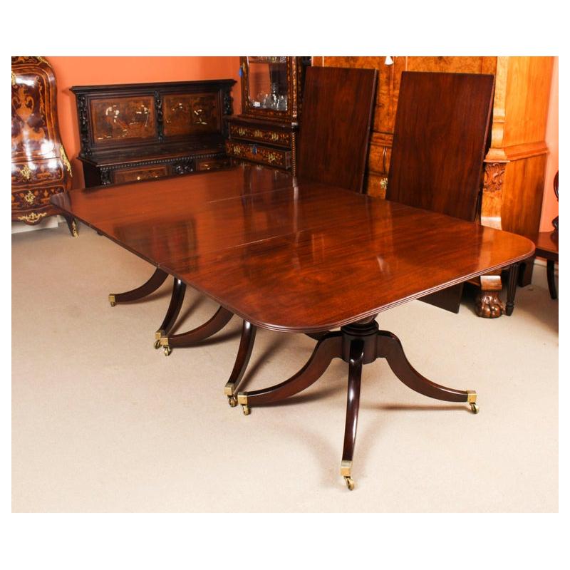 Antique 12ft Regency Mahogany Triple Pillar Dining Table 19th Century 5