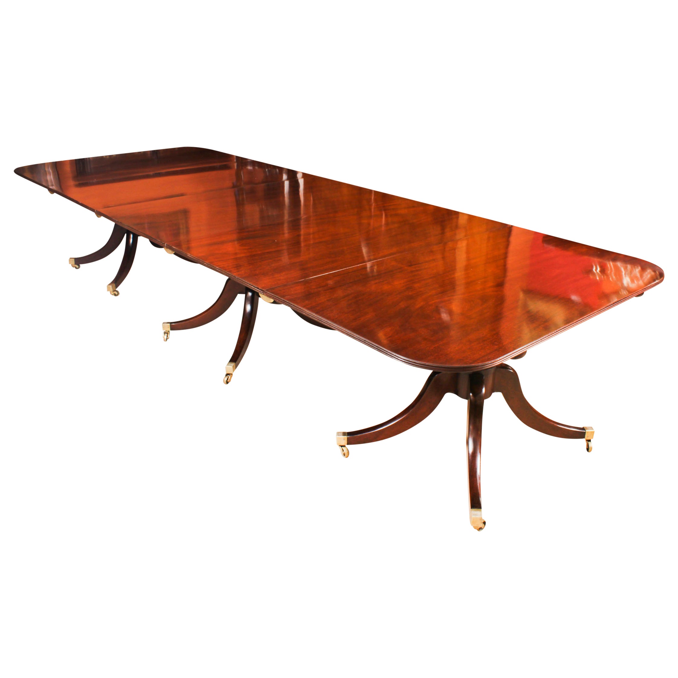 Antique 12ft Regency Mahogany Triple Pillar Dining Table c1830 19th Century