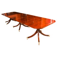 Antique 12ft Regency Revival Triple Pillar Dining Table 19th C