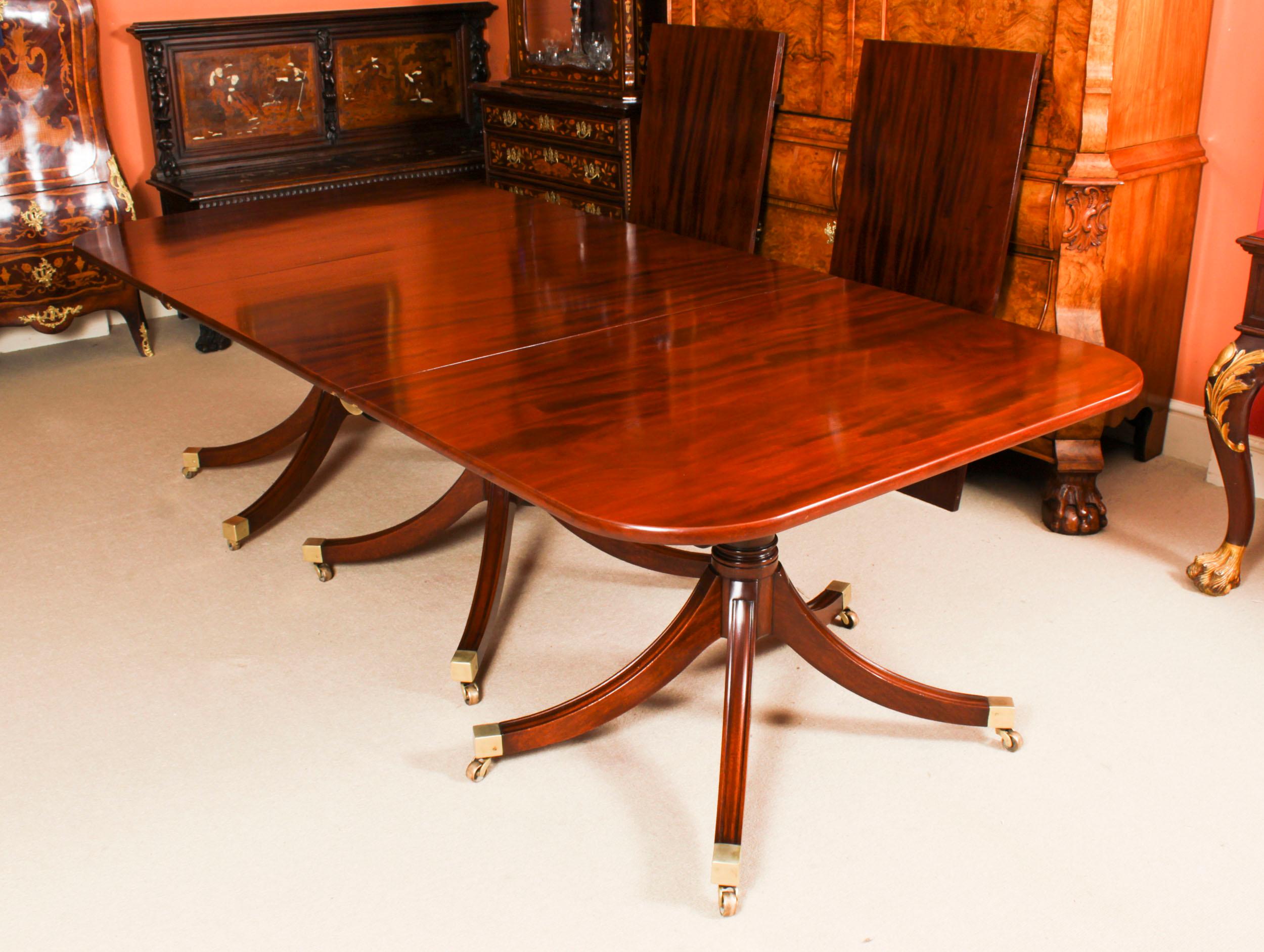 Antique 12ft Regency Triple Pillar Dining Table & 12 Chairs 19th Century For Sale 2