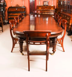 Antique Victorian D-End Mahogany Dining Table 19th Century and 10 Chairs