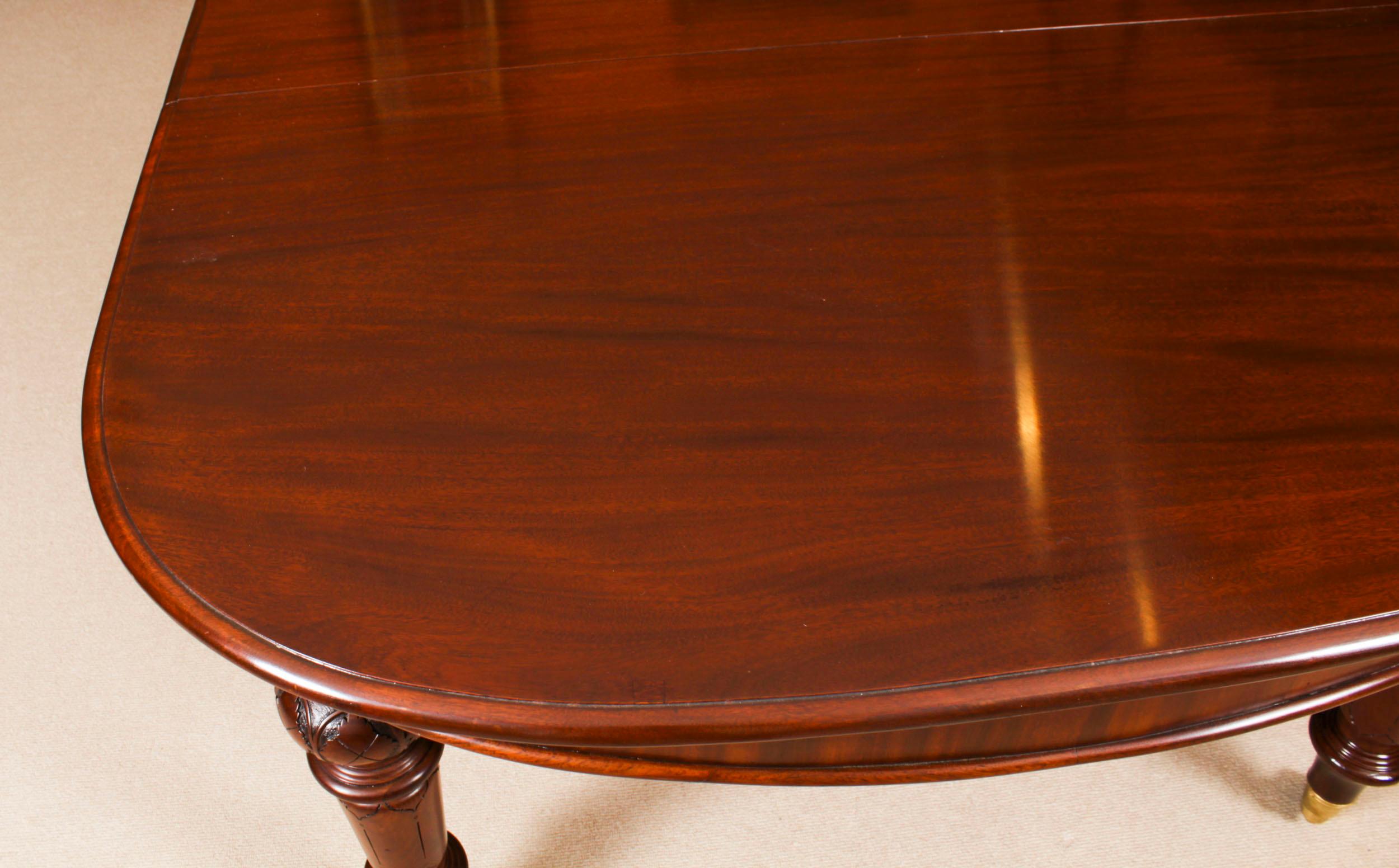Antique 12ft Victorian Flame Mahogany Extending Dining Table 19th Century 7