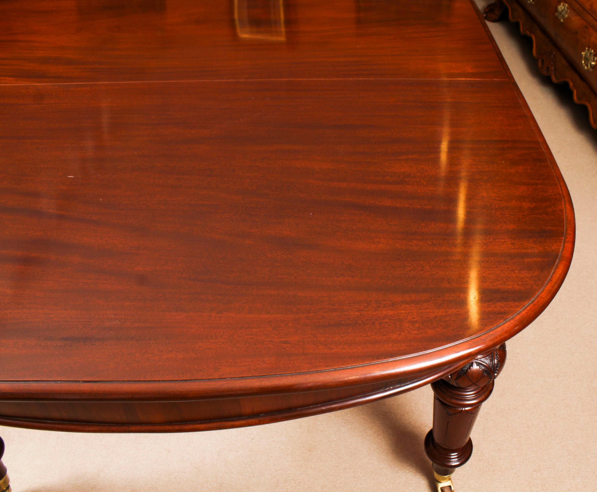 Antique 12ft Victorian Flame Mahogany Extending Dining Table 19th Century 9