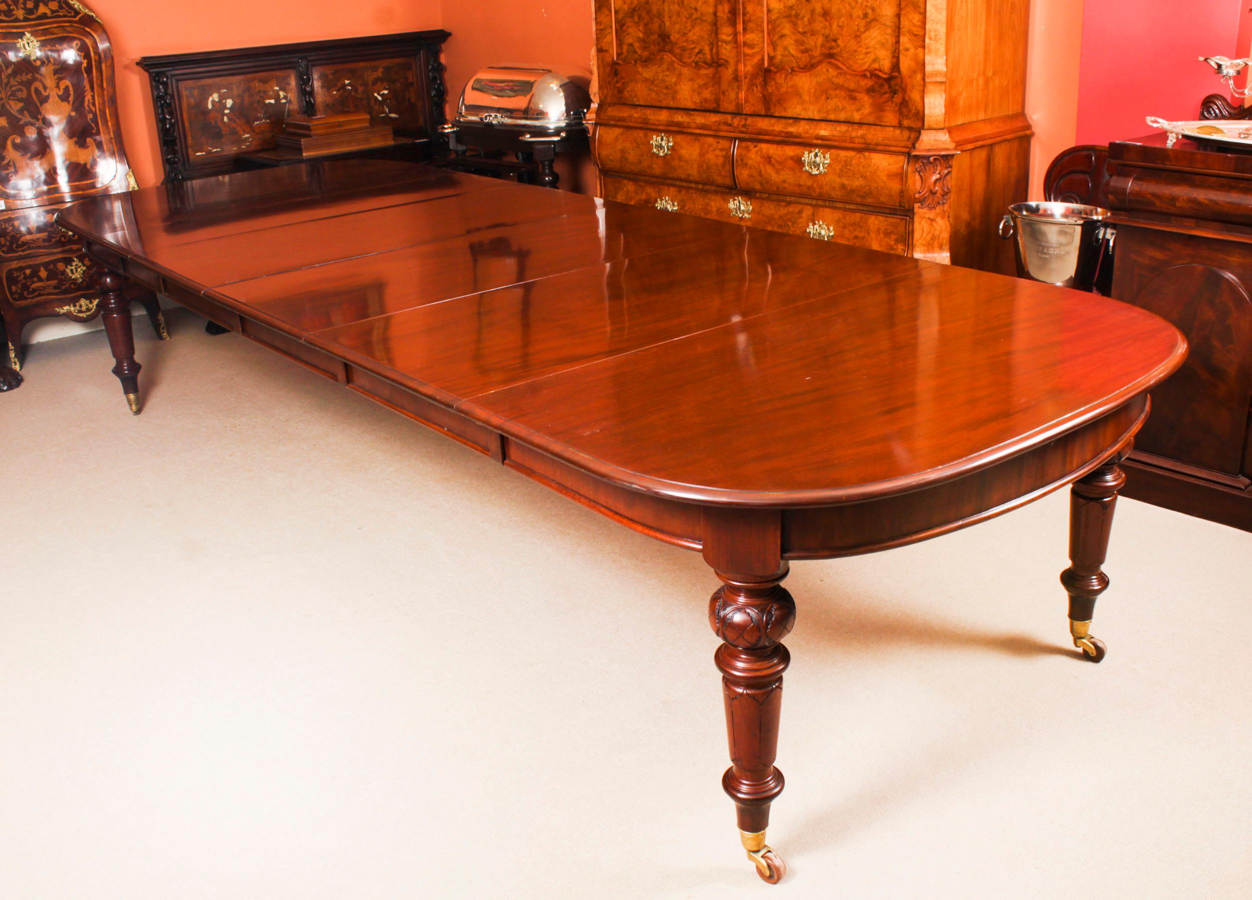 Antique 12ft Victorian Flame Mahogany Extending Dining Table 19th Century 15