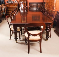 Antique 12ft William IV Mahogany Dining Table Circa 1830 & 12 Dining Chairs