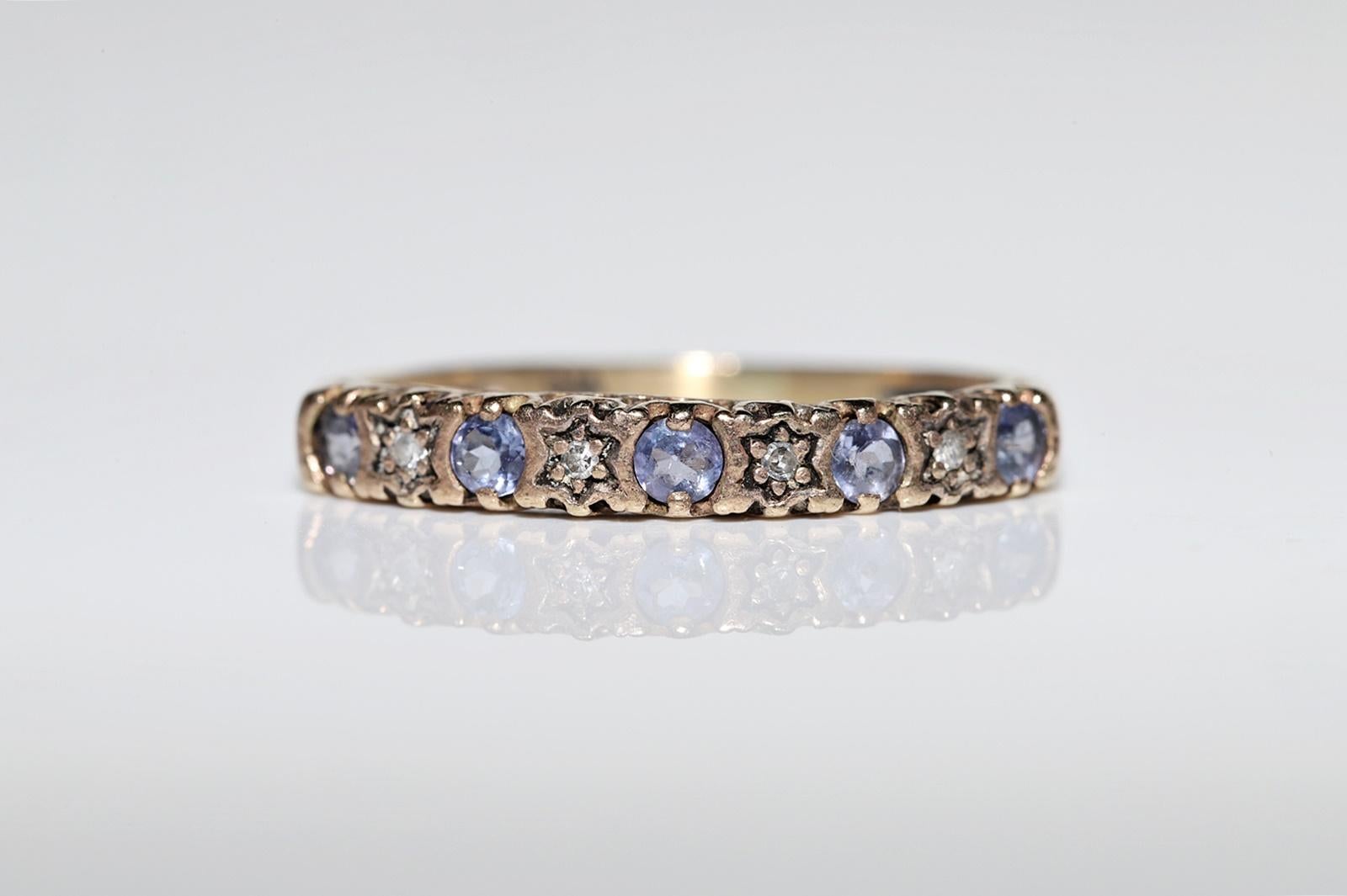 Victorian Antique 12k Gold Circa 1900s Natural Diamond And Tanzanite Decorated Ring