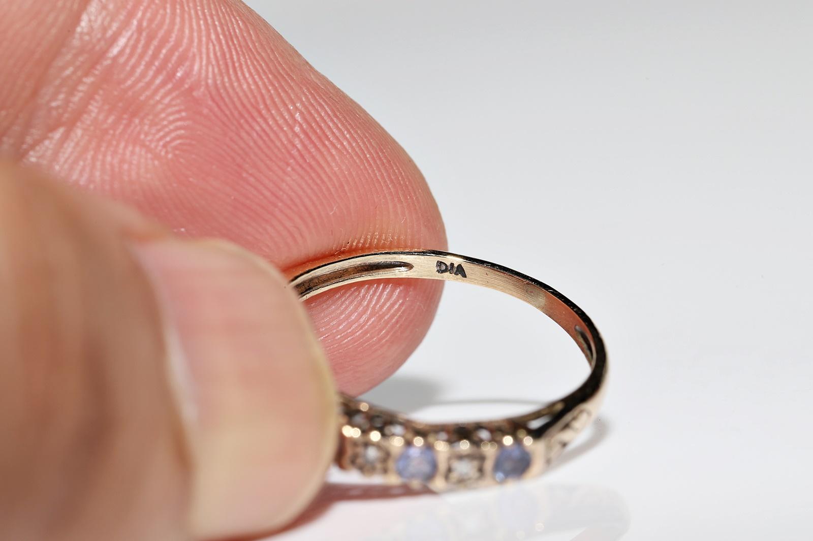 Women's Antique 12k Gold Circa 1900s Natural Diamond And Tanzanite Decorated Ring