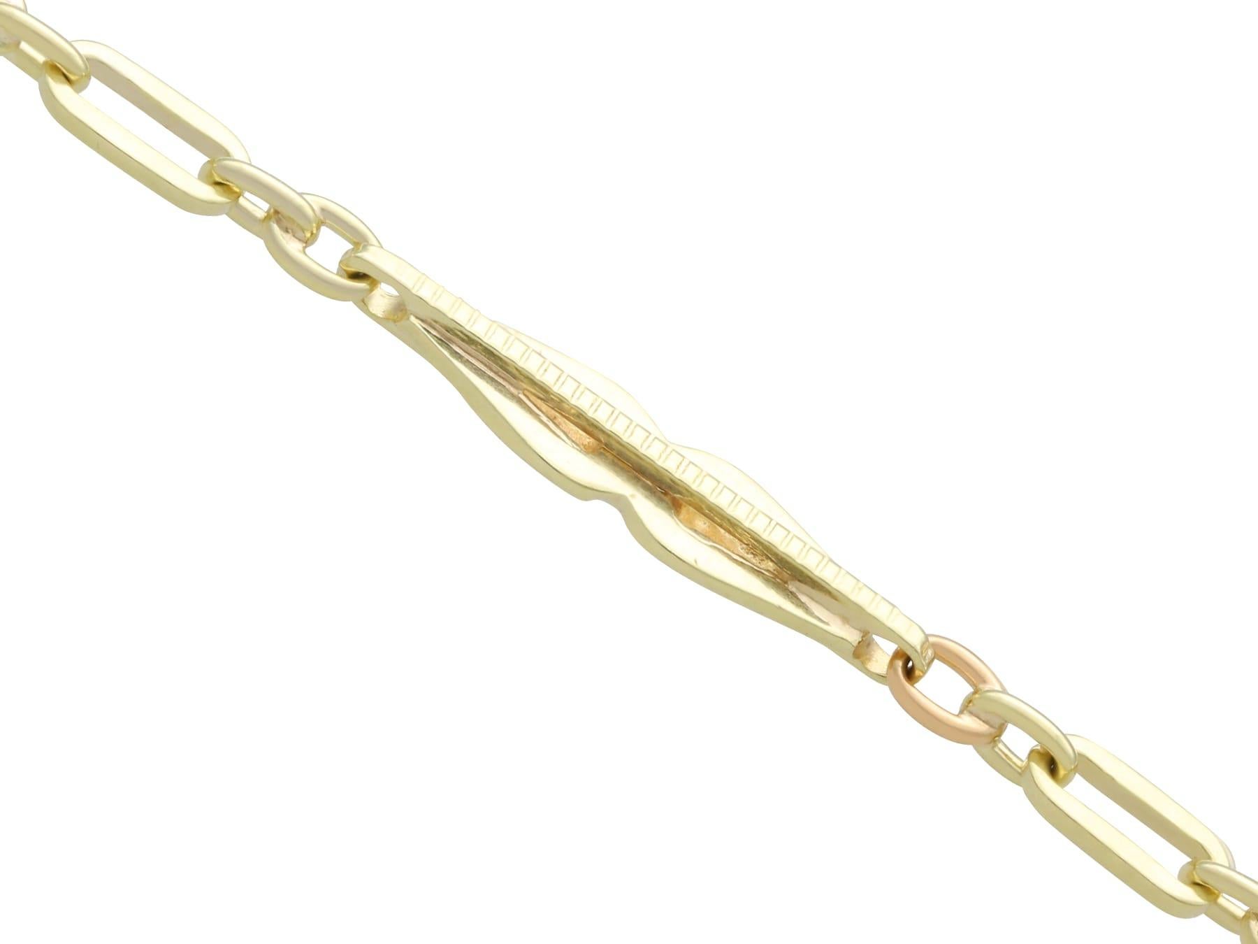 Women's or Men's Antique 12k Yellow Gold Fetter Watch Chain by Liberty & Co Circa 1920 For Sale