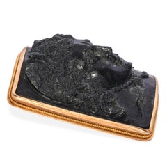 Antique 12k Yellow Gold Hardstone Carved Mercury Hermes Cameo Brooch Pendant