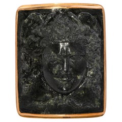 Antique 12k Yellow Gold Hardstone Carved Mercury Hermes Cameo Brooch Pendant