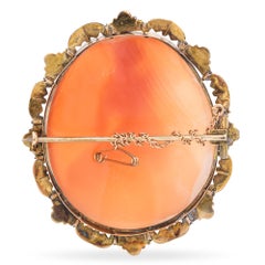 Spilla antica con cammeo Psiche in oro giallo 12k