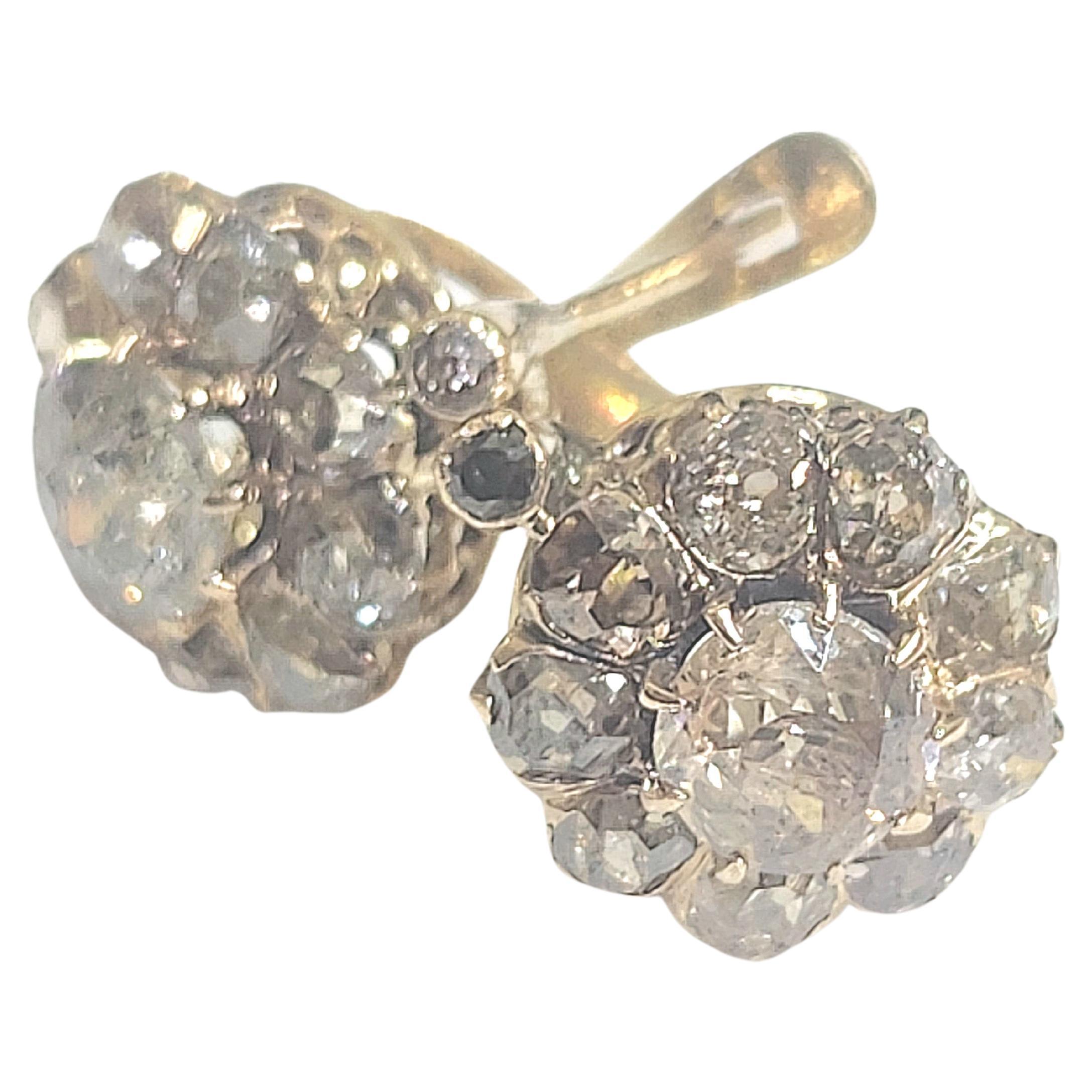 Antique 1.3 Carats Old Mine Cut Diamond Gold Earrings For Sale