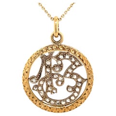 Antique 13 Diamond Gold Pendant / Charm