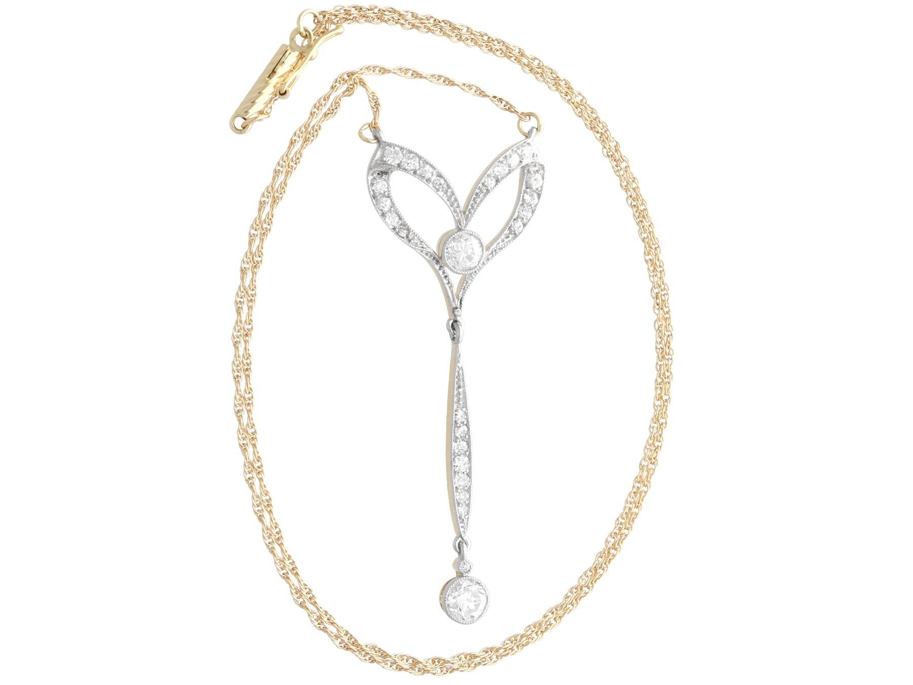 Antique 1.30 Carat Diamond and 15k Yellow Gold Pendant Circa 1920 In Excellent Condition For Sale In Jesmond, Newcastle Upon Tyne