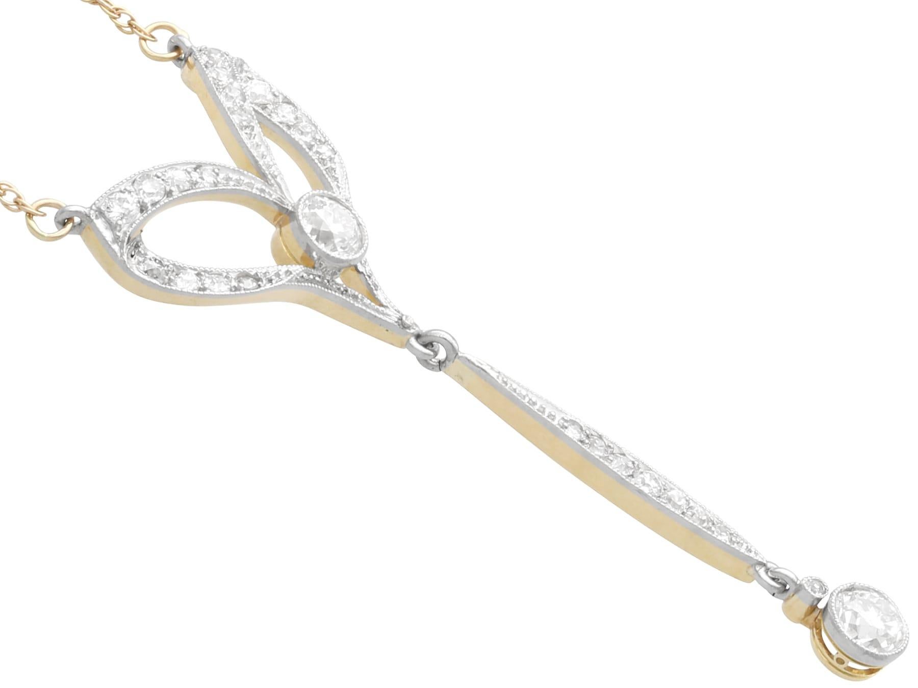 Women's or Men's Antique 1.30 Carat Diamond and 15k Yellow Gold Pendant Circa 1920 For Sale