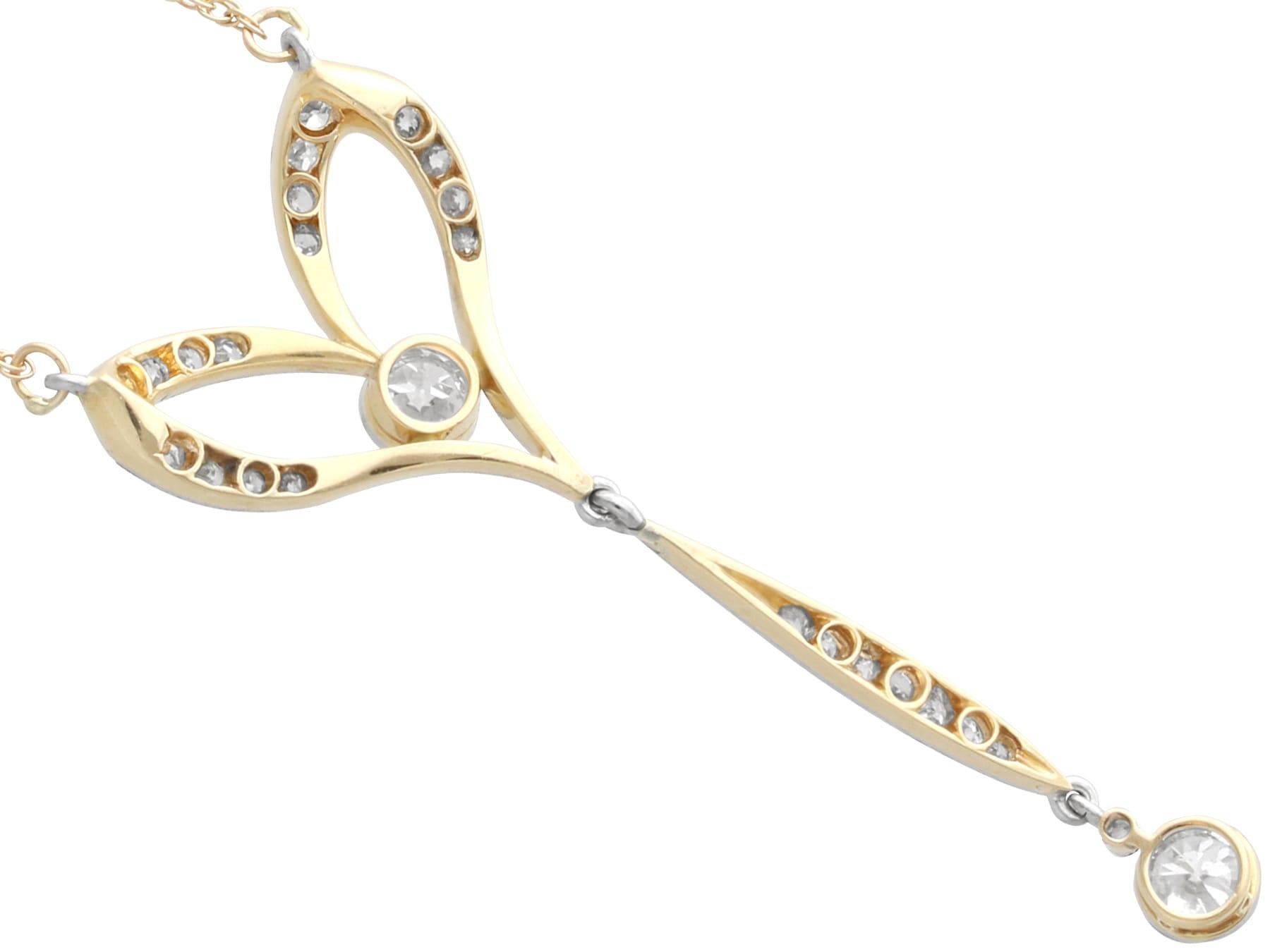 Antique 1.30 Carat Diamond and 15k Yellow Gold Pendant Circa 1920 For Sale 1