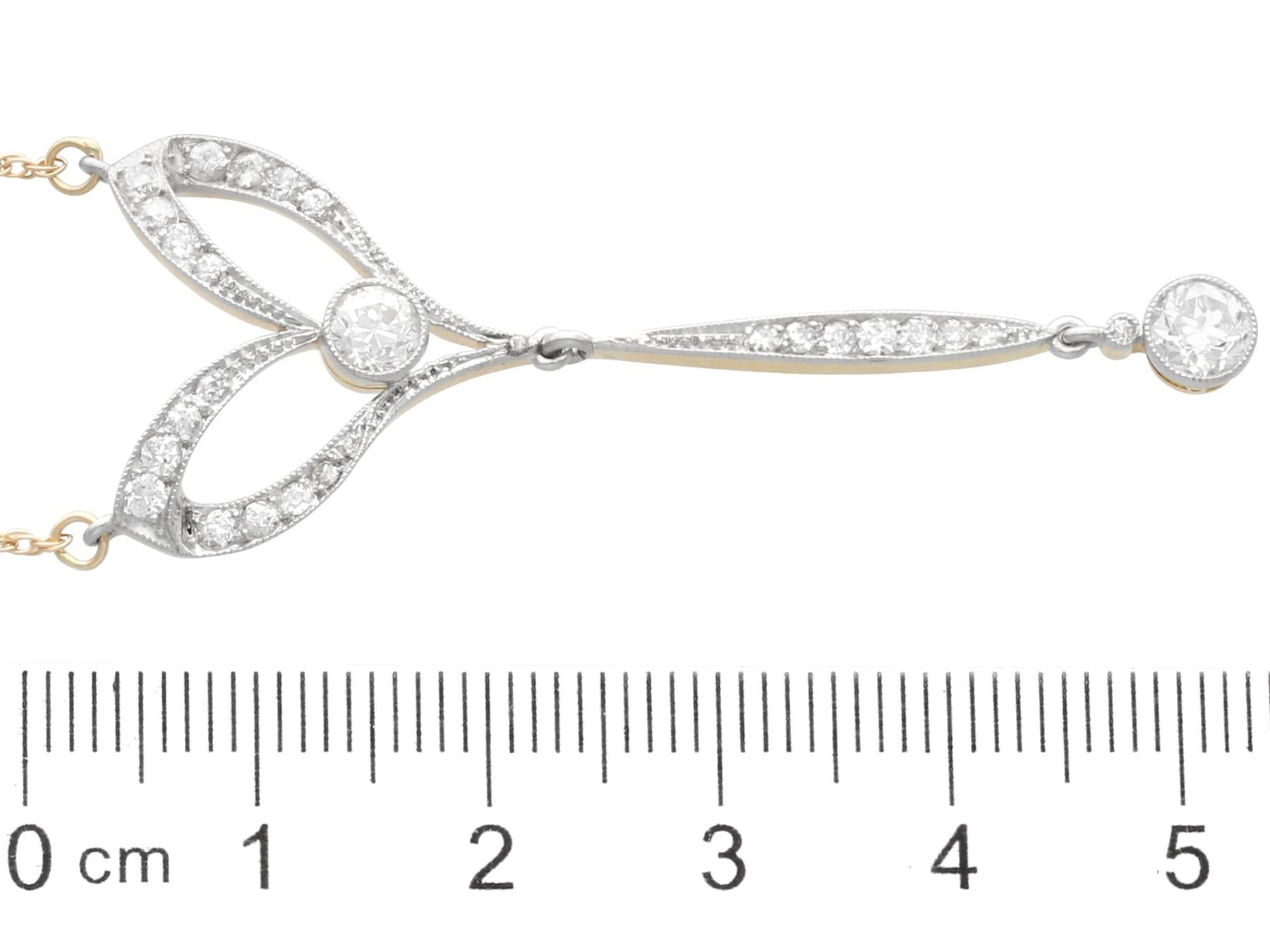 Antique 1.30 Carat Diamond and 15k Yellow Gold Pendant Circa 1920 For Sale 2