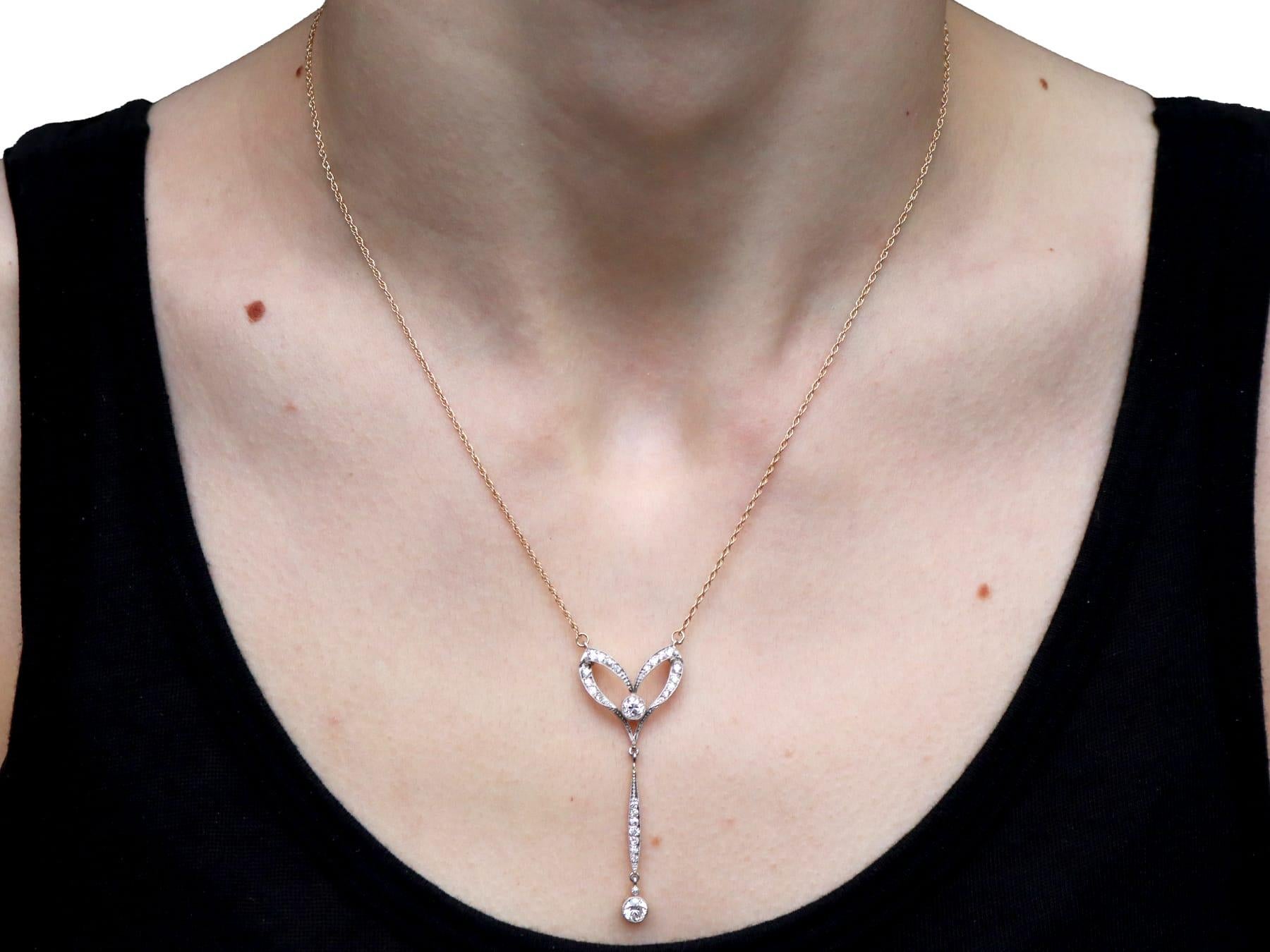 Antique 1.30 Carat Diamond and 15k Yellow Gold Pendant Circa 1920 For Sale 3