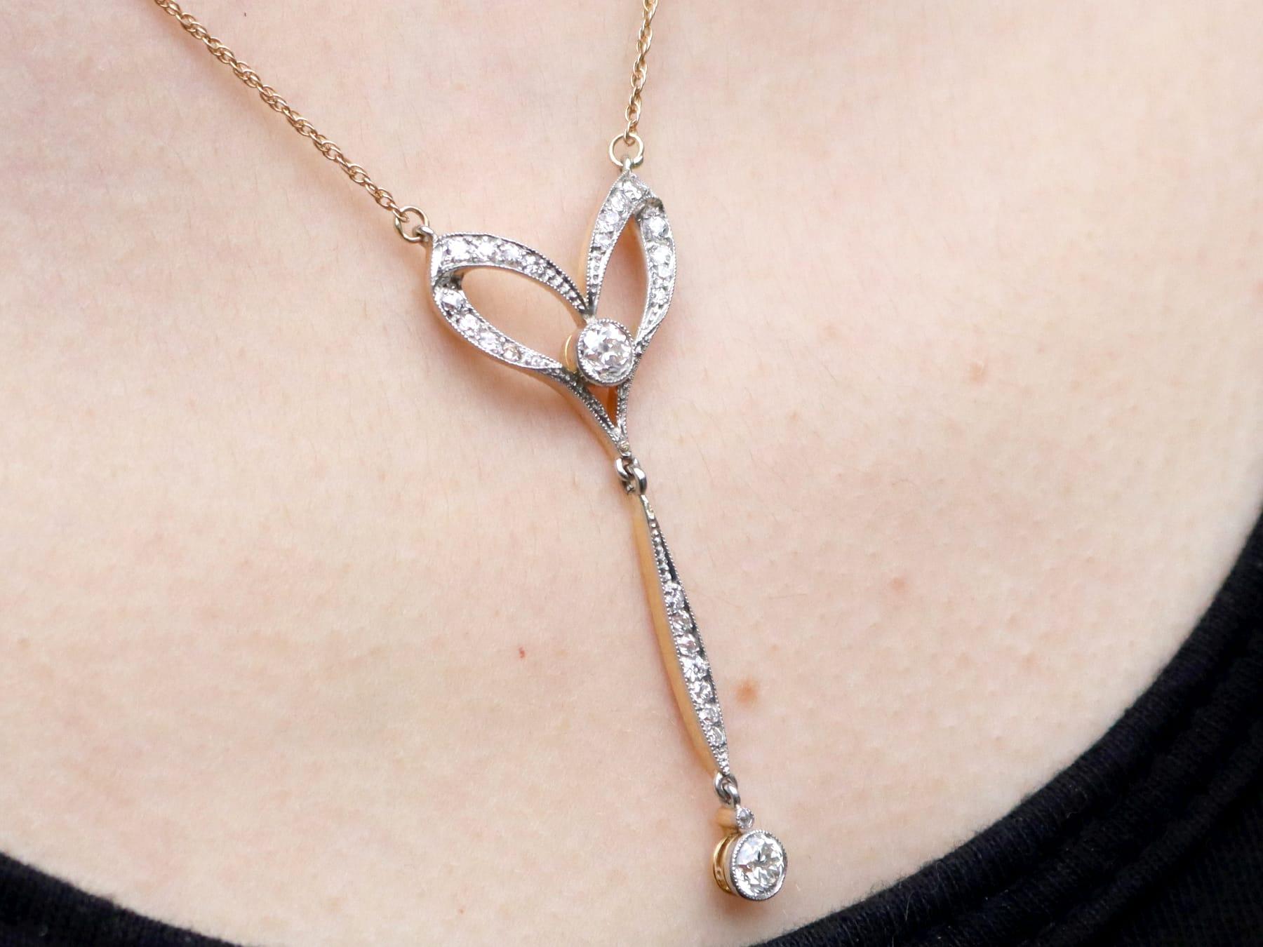 Antique 1.30 Carat Diamond and 15k Yellow Gold Pendant Circa 1920 For Sale 4