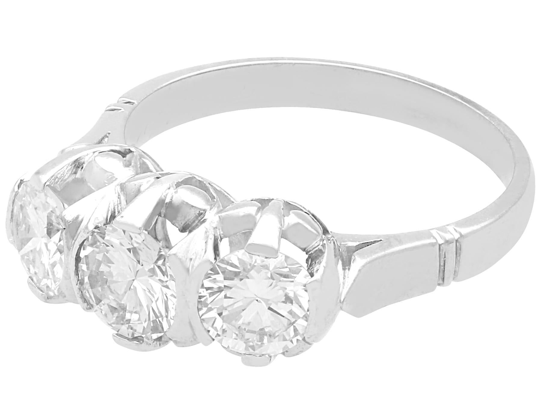 Antique 1.30 Carat Diamond and Platinum Trilogy Ring Circa 1925 In Excellent Condition For Sale In Jesmond, Newcastle Upon Tyne