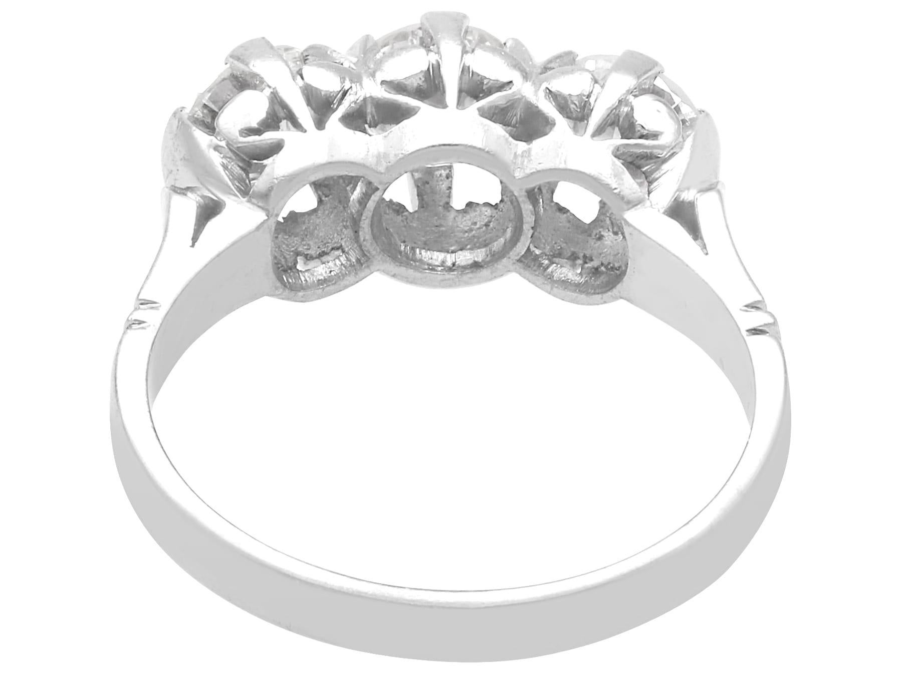 Women's or Men's Antique 1.30 Carat Diamond and Platinum Trilogy Ring Circa 1925 For Sale