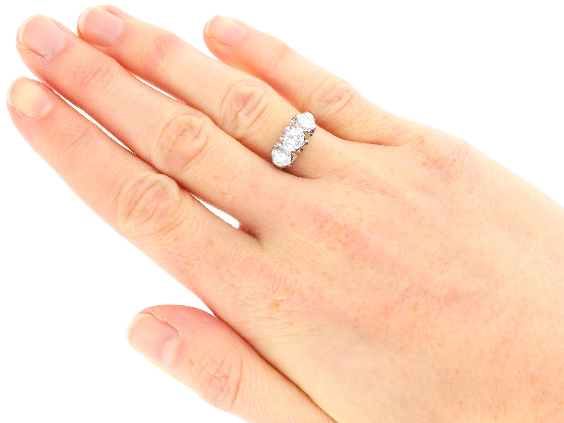 Antique 1.30 Carat Diamond and Platinum Trilogy Ring Circa 1925 For Sale 2