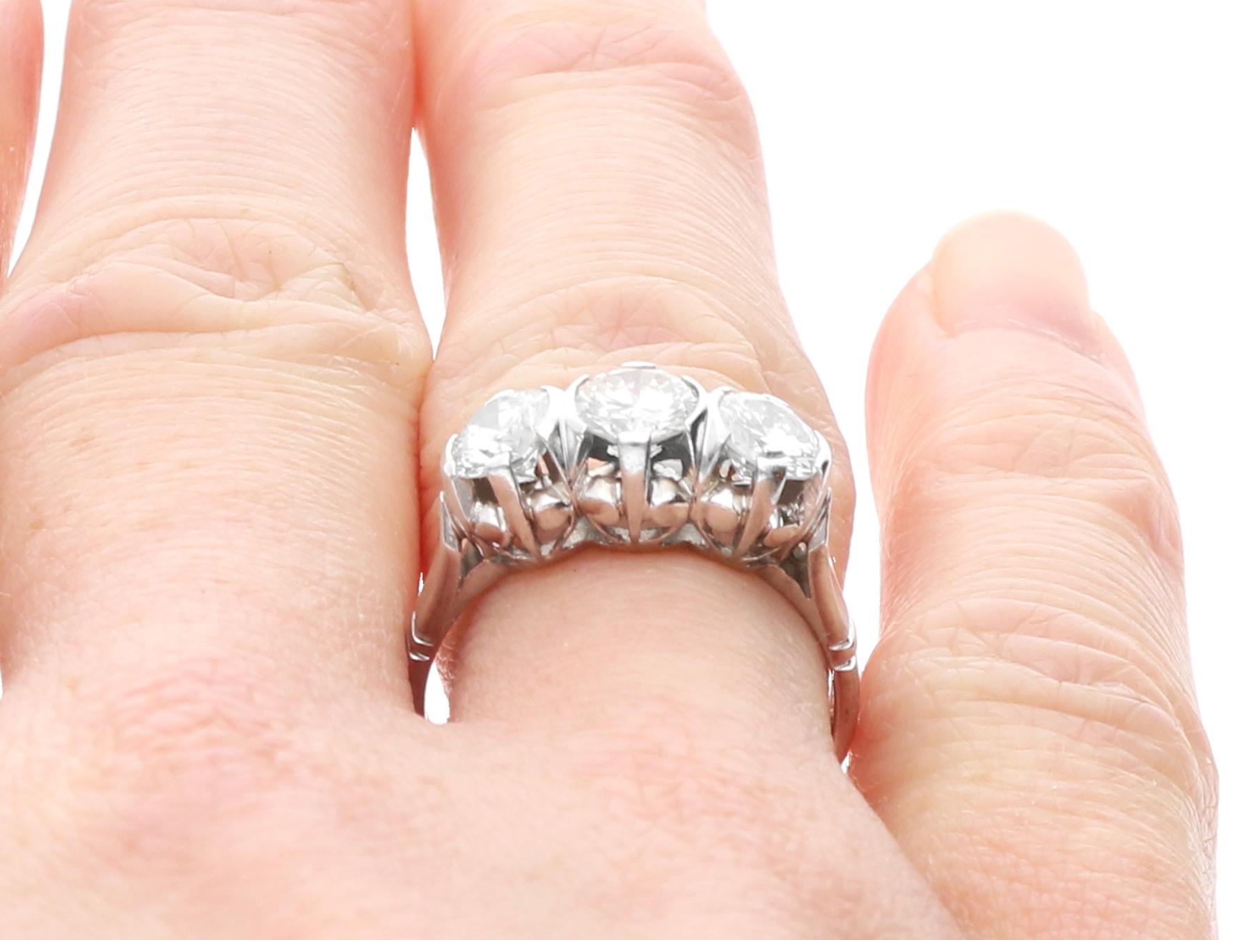 Antique 1.30 Carat Diamond and Platinum Trilogy Ring Circa 1925 For Sale 4