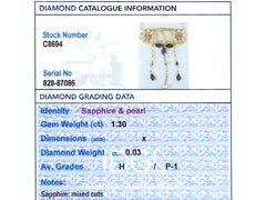 Antique 1.30Ct Sapphire, Seed Pearl and Diamond, 18k Yellow Gold Pendant