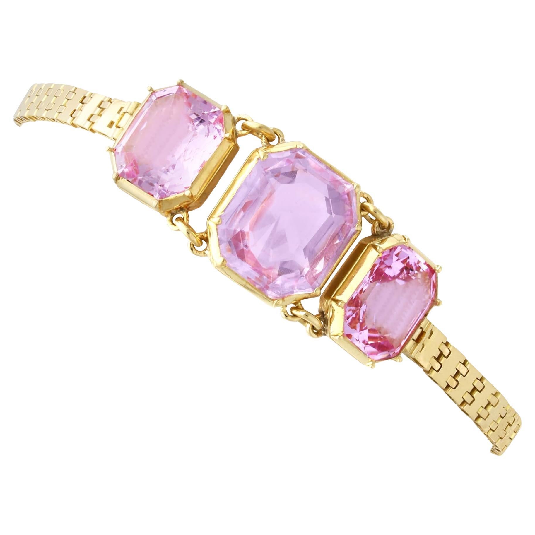 Antique 13.20Ct Pink Topaz and 18k Yellow Gold Bracelet Circa 1840 For Sale