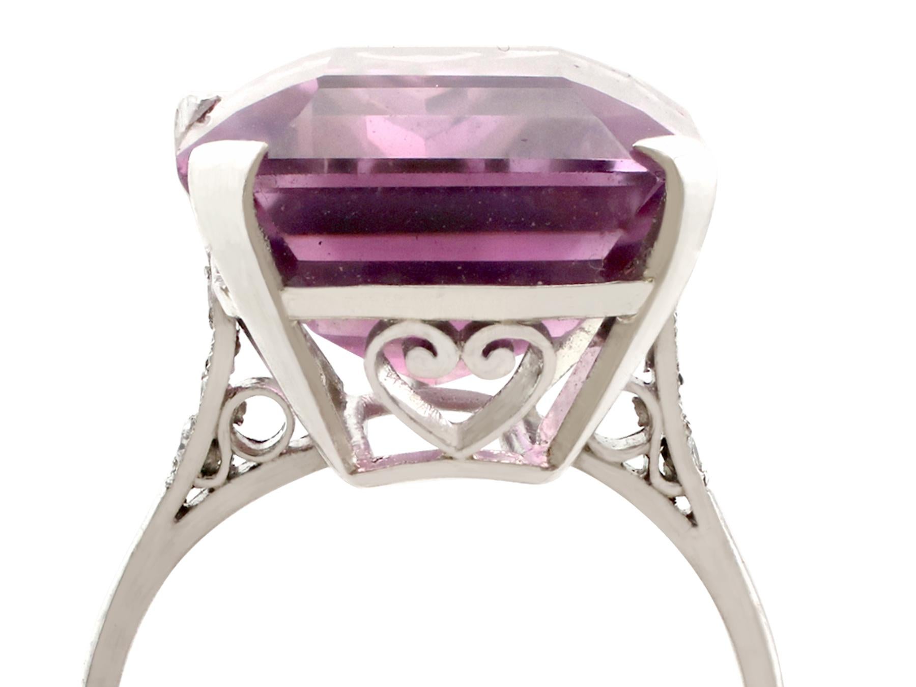 A stunning antique 13.23 carat amethyst and 0.08 carat diamond, platinum dress ring; part of our diverse antique jewellery and estate jewelry collections.

This stunning, fine and impressive antique amethyst ring has been crafted in platinum.

The
