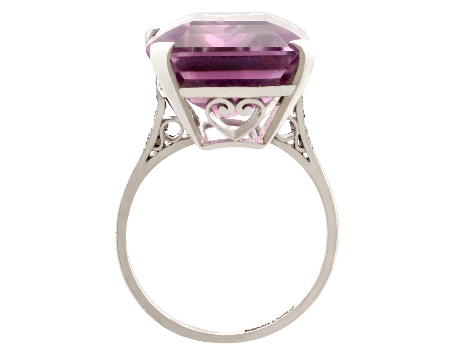 Women's Antique 13.23 Carat Amethyst and Diamond Platinum Cocktail Ring