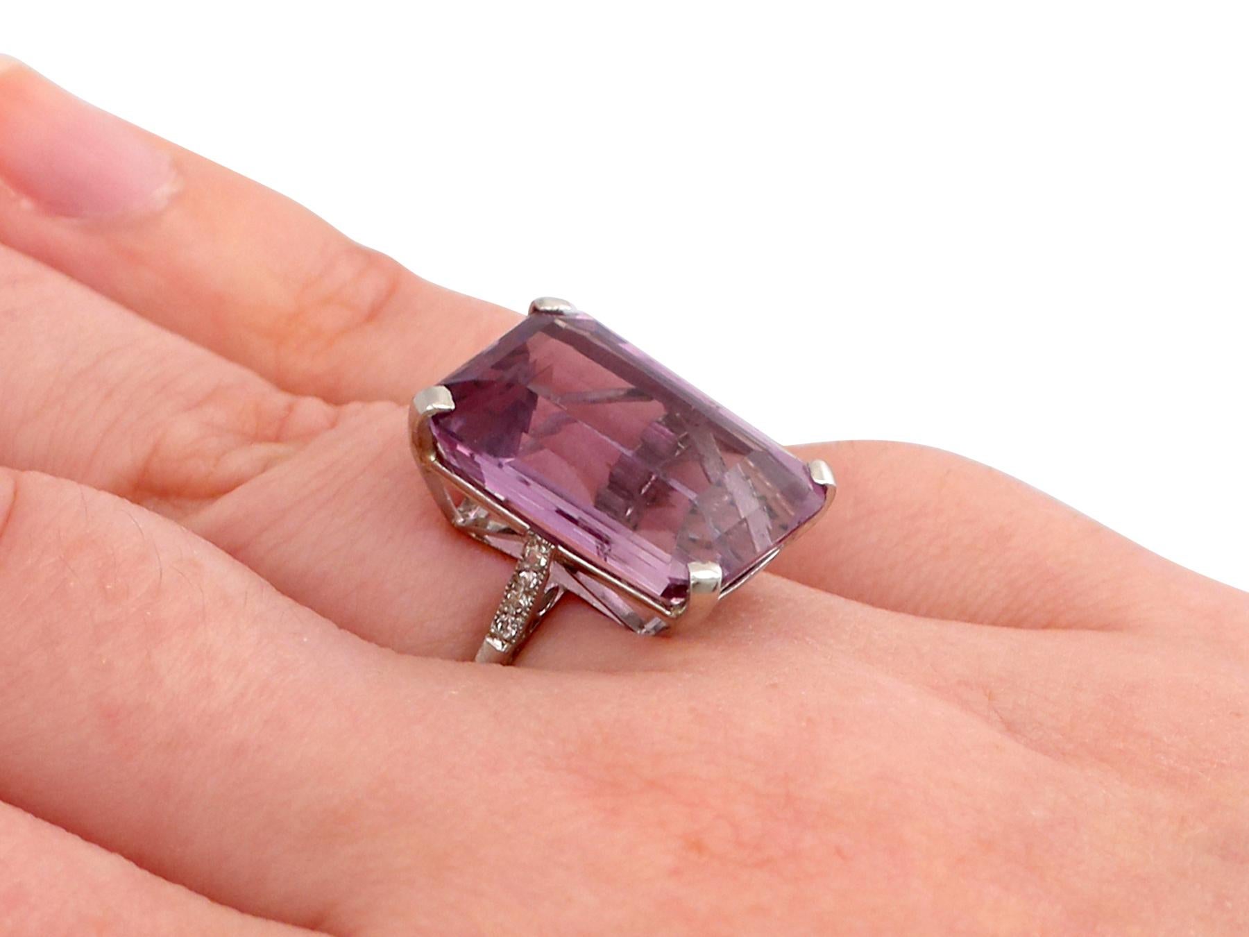 Antique 13.23 Carat Amethyst and Diamond Platinum Cocktail Ring 3