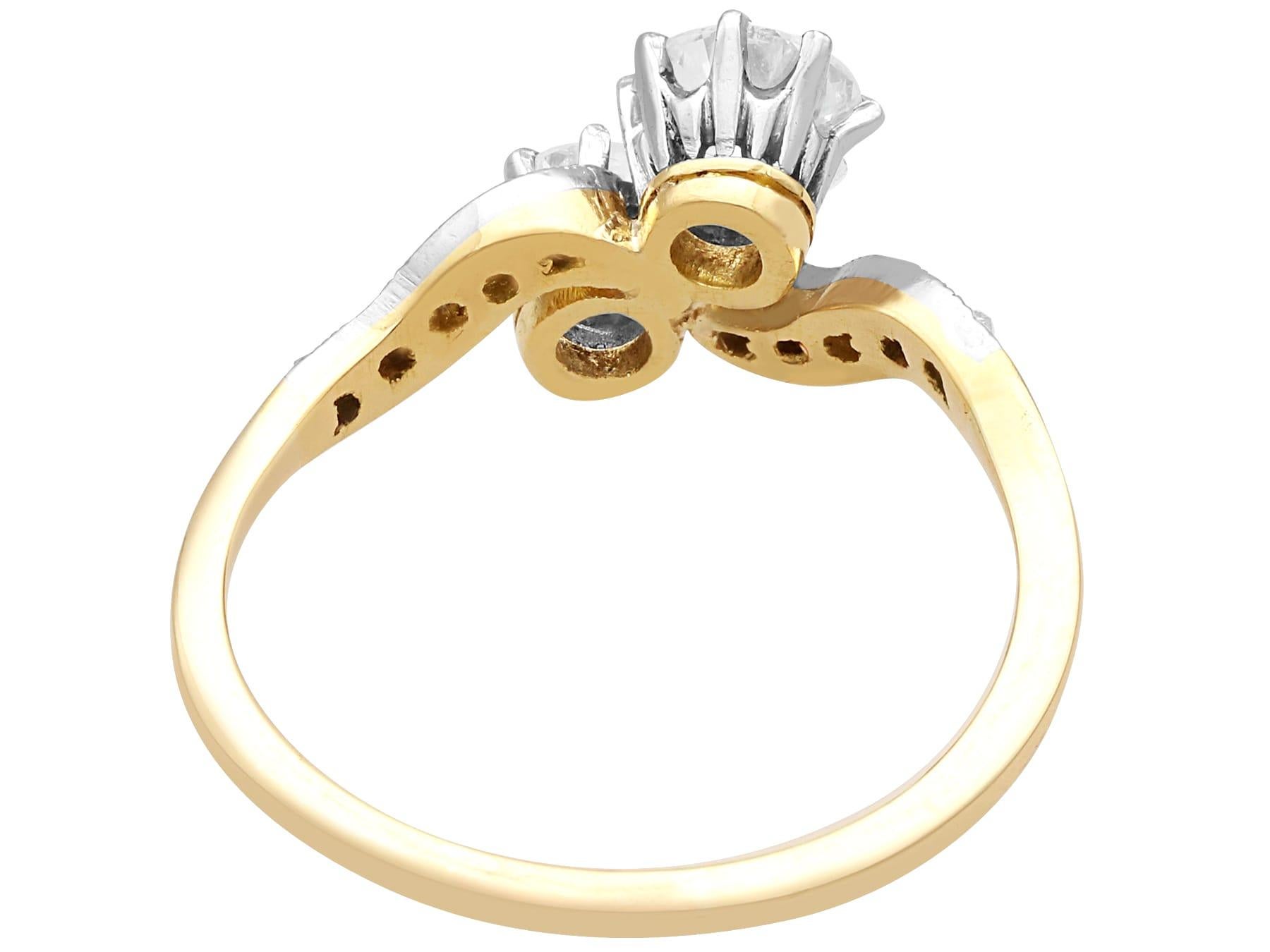 Antique 1.32Ct Diamond and 15k Yellow Gold Twist Ring Circa 1900 For Sale 1