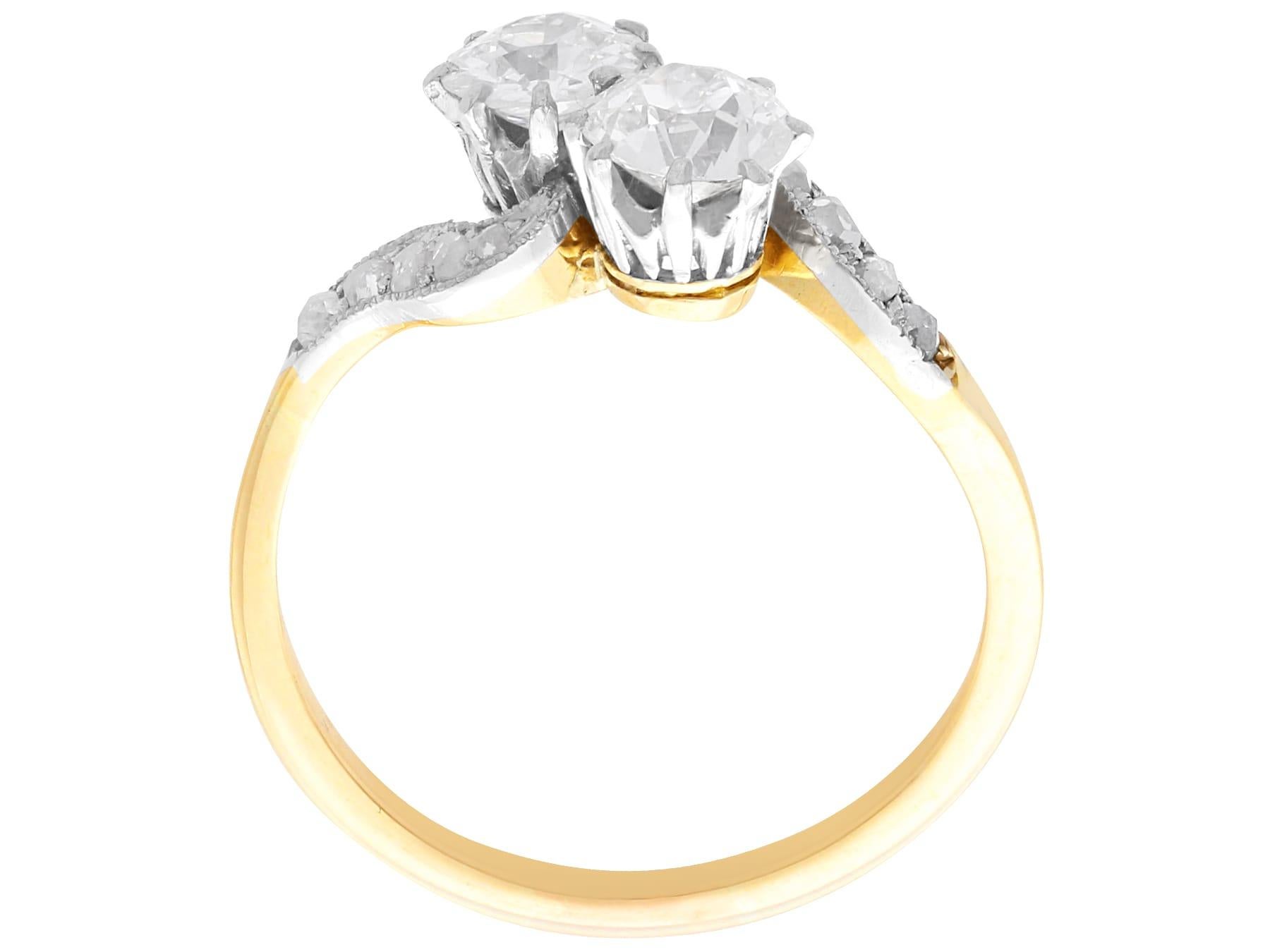 Antique 1.32Ct Diamond and 15k Yellow Gold Twist Ring Circa 1900 For Sale 2