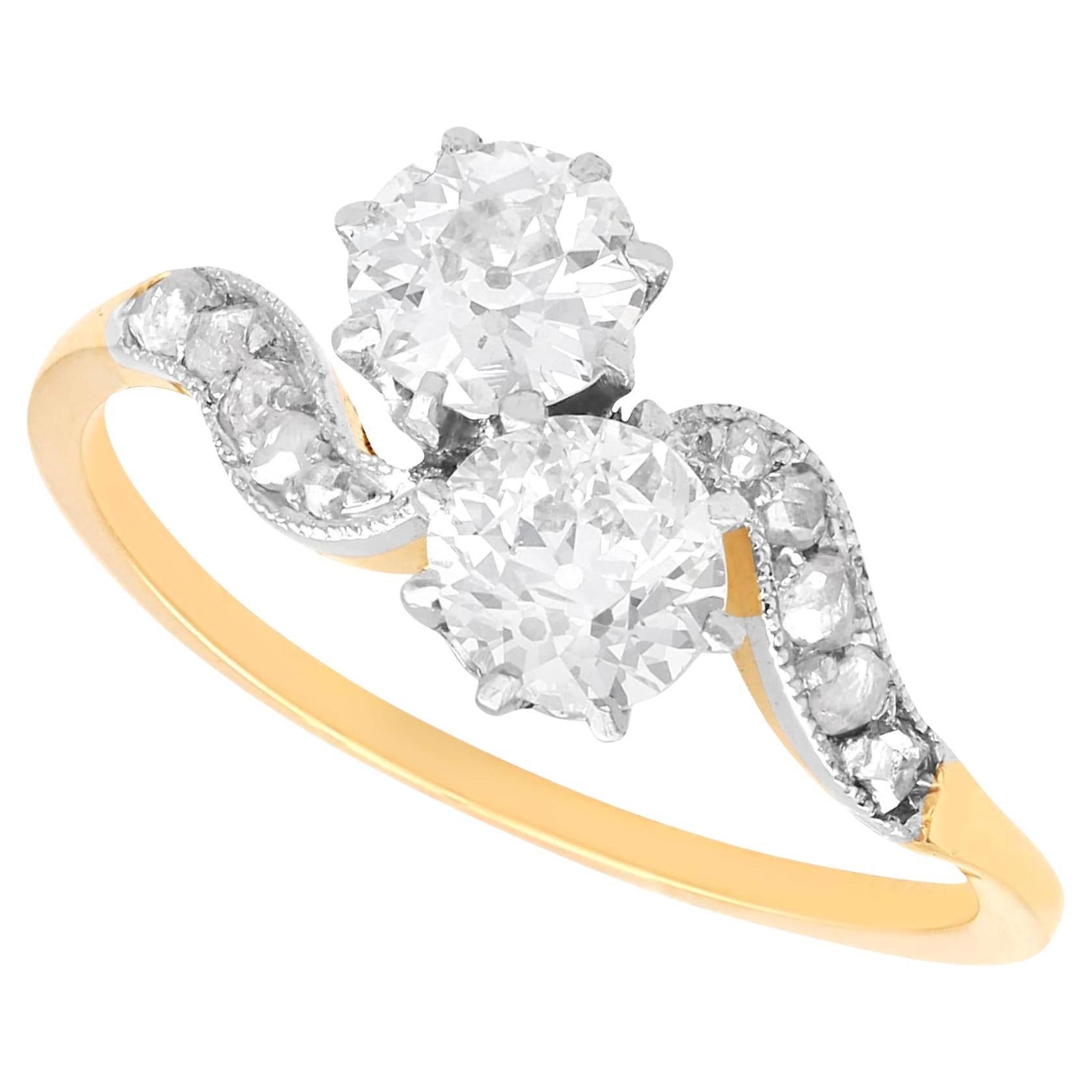 Antique 1.32Ct Diamond and 15k Yellow Gold Twist Ring Circa 1900