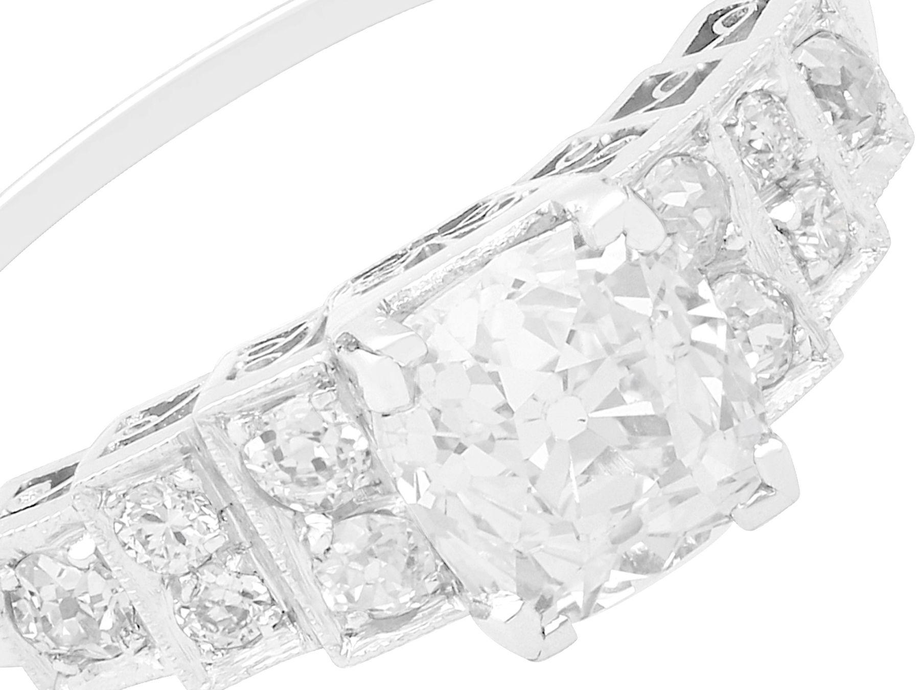 Antiker 1,33 Karat Diamant und Platin Verlobungsring (Alteuropäischer Schliff) im Angebot