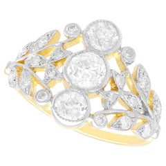 Bague cocktail ancienne en or jaune 18 carats et diamants de 1,33 carat, c. 1915
