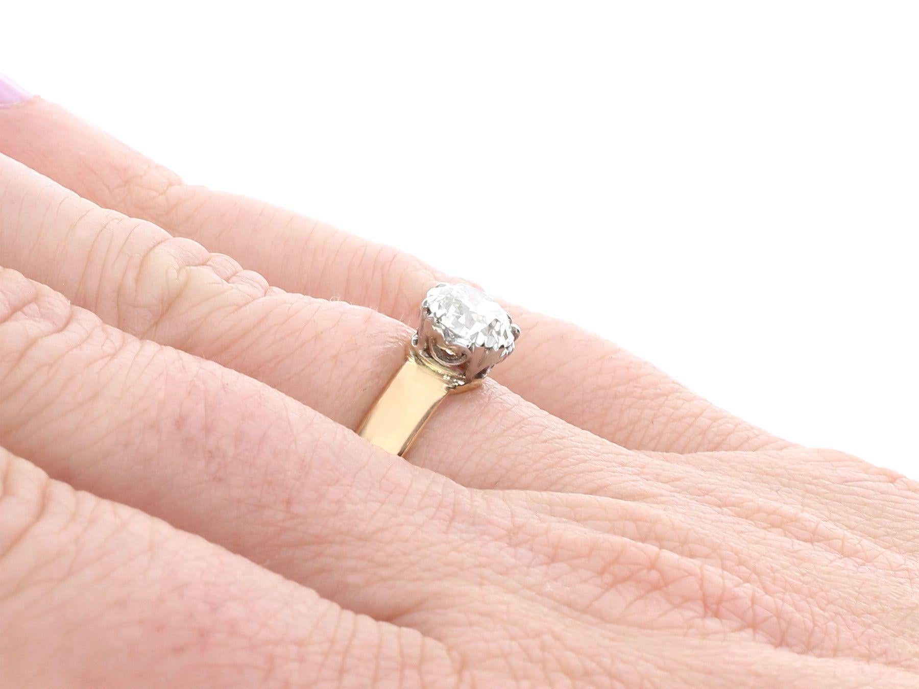 Antique 1887 1.34 Carat Diamond and 22k Rose Gold Solitaire Ring For Sale 2