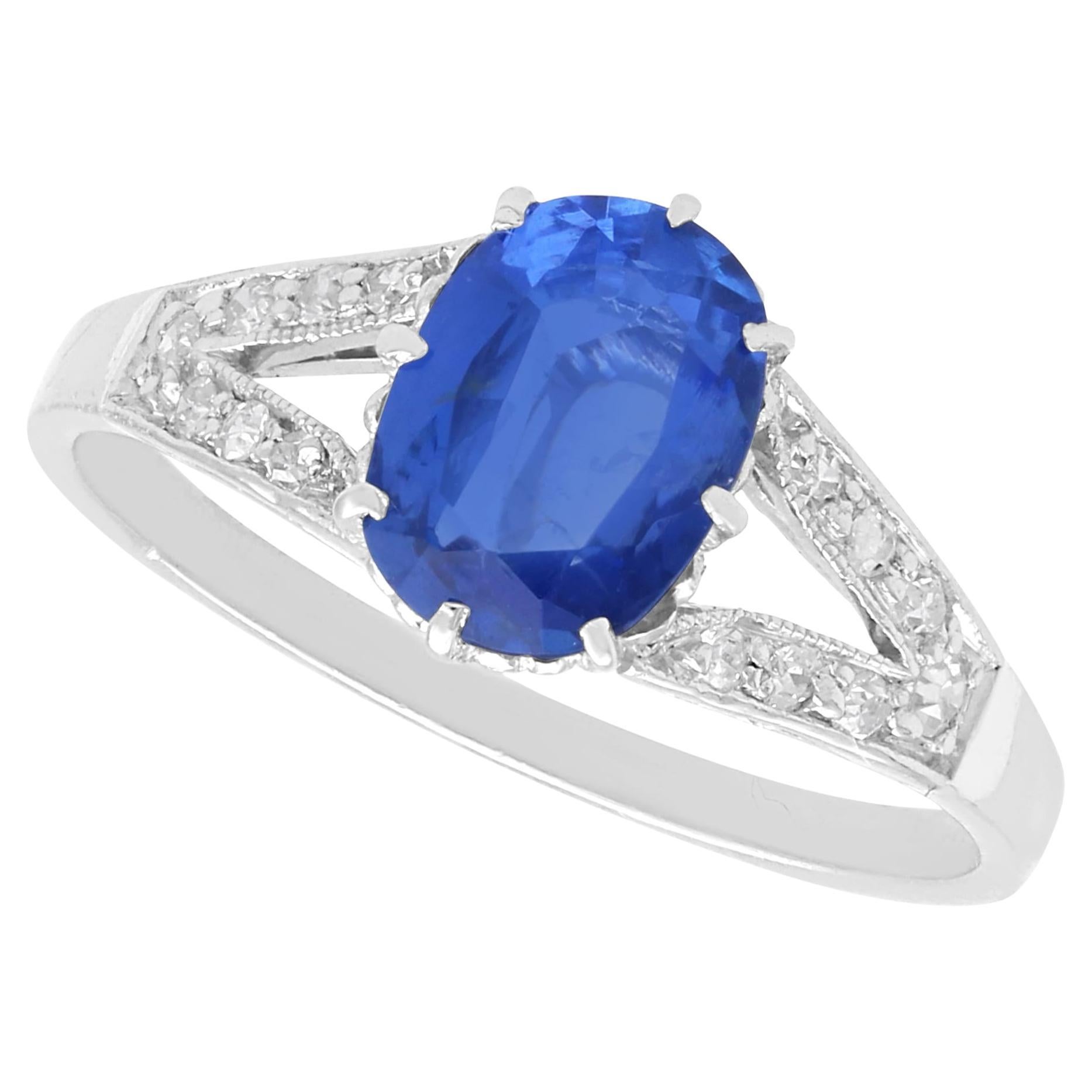 Antique 1.35 Carat Sapphire and 0.12 Carat Diamond Platinum Ring Circa 1915