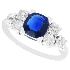 Antiker Platinring mit 1,35 Karat Saphir und 0,90 Karat Diamant, um 1935