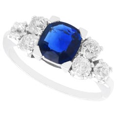 Antique 1.35 Carat Sapphire and 0.90 Carat Diamond, Platinum Ring Circa 1935